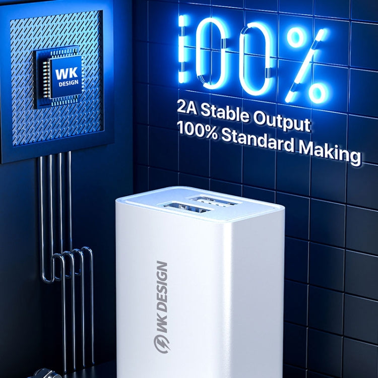 WK WP-U119 Adaptador de corriente para cargador de viaje con dos puertos USB de 10 W, enchufe de EE. UU., WP-U119 US Plug