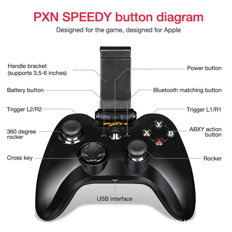 PXN PXN-6603 MFI Controlador inalámbrico de mango de juego Bluetooth para teléfono móvil, compatible con sistema iOS