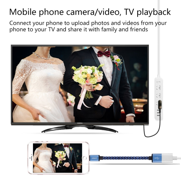 Onten 7562 USB hembra a HDMI Cable adaptador de teléfono a HDTV para iPhone / Android