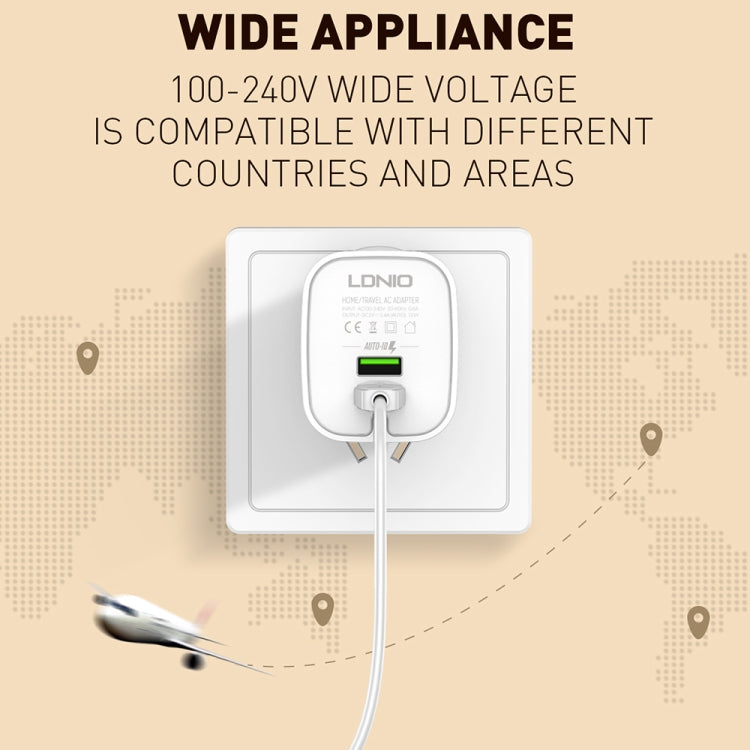 LDNIO A201 2.4A Doble cabezal de carga USB Cargador adaptador de teléfono móvil de carga directa de viaje con cable de datos micro USB, Micro USB