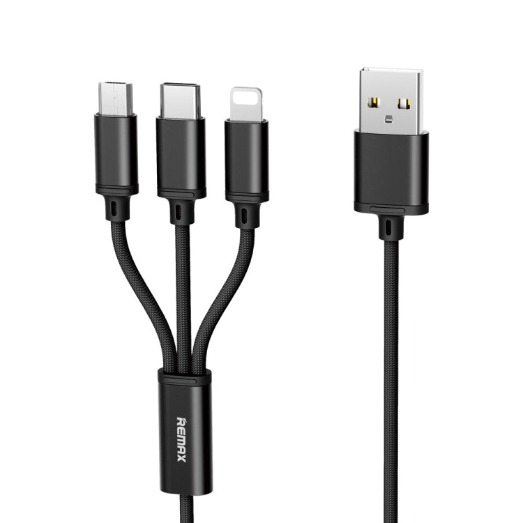 REMAX RC-131TH 1m 2.8A 3 en 1 USB a 8 pines y cable de carga USB-C / Type-C y Micro USB