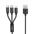 REMAX RC-131TH 1m 2.8A 3 en 1 USB a 8 pines y cable de carga USB-C / Type-C y Micro USB