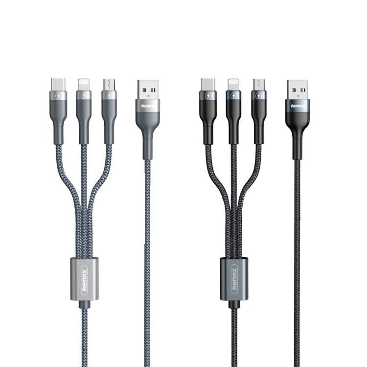 REMAX RC-070TH 1,2 m 2A 3 en 1 USB a 8 pines y cable de carga USB-C / Type-C y Micro USB