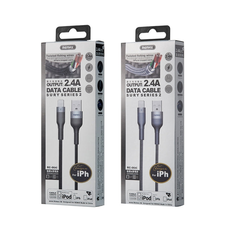 REMAX RC-064i Sury 2 Series 1m 2.4A Cable de datos USB a 8 pines para iPhone, iPad, 8 Pin