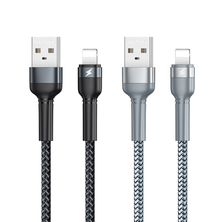 REMAX RC-124i 1m 2.4A USB a cable de datos de carga rápida trenzado de aleación de aluminio de 8 pines para iPhone, iPad, 8 Pin