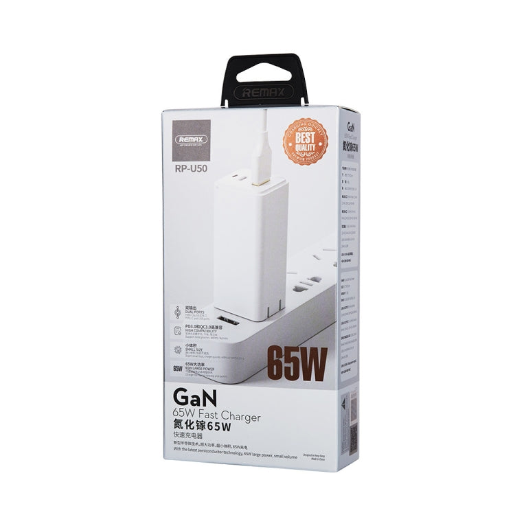 REMAX RP-U50 GaN 65W PD + QC 3.0 Type-C+ Cargador rápido con puerto USB (EE. UU.)