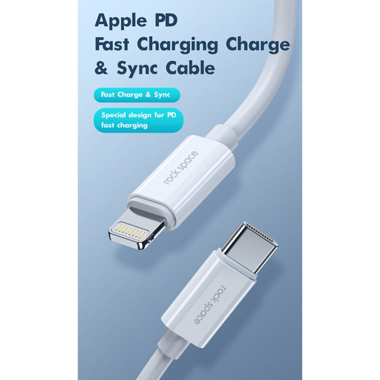 ROCK Space Z19 PD 20W 3A USB-C / Type-C a cable de datos TPE de carga rápida de 8 pines, longitud del cable: 1 m, Z19