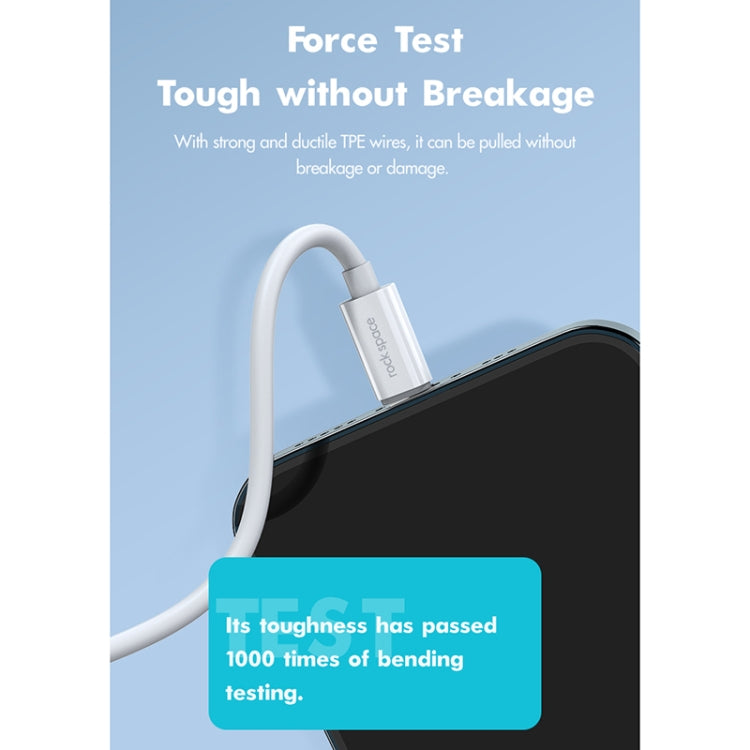 ROCK Space Z19 PD 20W 3A USB-C / Type-C a cable de datos TPE de carga rápida de 8 pines, longitud del cable: 1 m, Z19