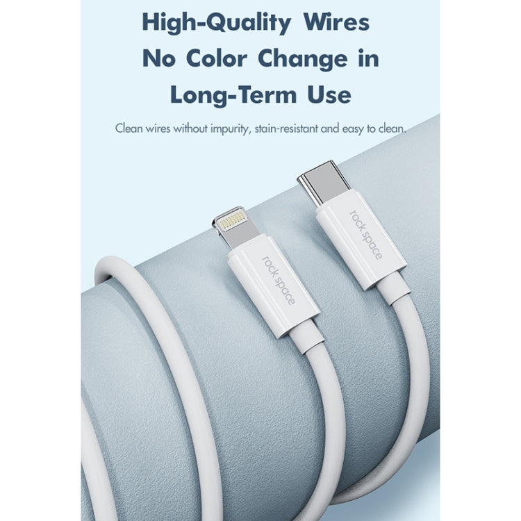 ROCK Space Z19 PD 20W 3A USB-C / Type-C a cable de datos TPE de carga rápida de 8 pines, longitud del cable: 1 m, Z19