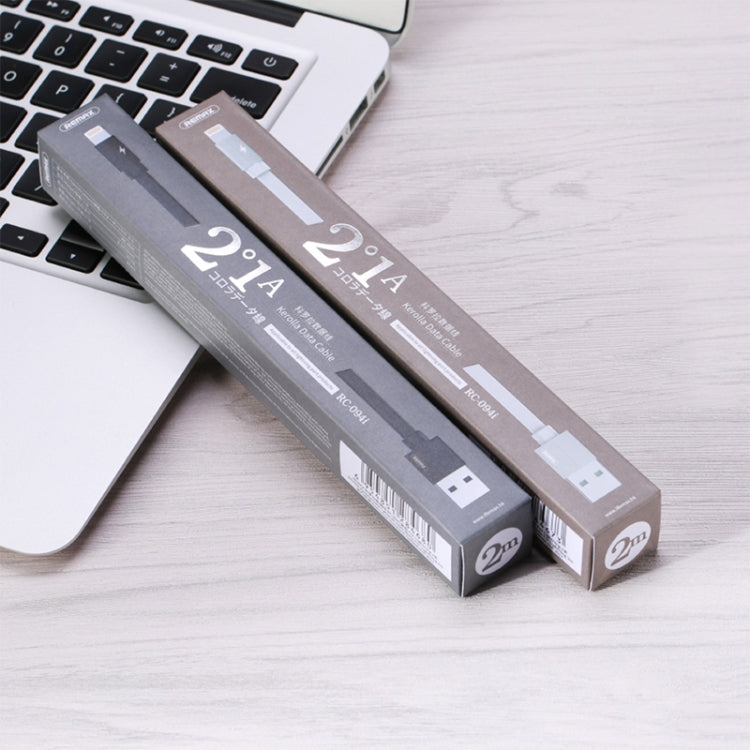 REMAX RC-094i 2m 2.4A USB a cable de datos de carga rápida trenzado de aleación de aluminio de 8 pines, 8 Pin