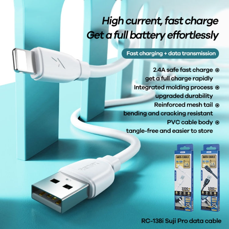 REMAX RC-138i 2.4A USB a cable de datos de carga rápida Suji Pro de 8 pines, longitud del cable: 1 m, 8 Pin