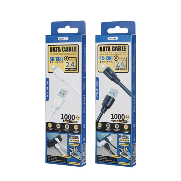 REMAX RC-138i 2.4A USB a cable de datos de carga rápida Suji Pro de 8 pines, longitud del cable: 1 m, 8 Pin