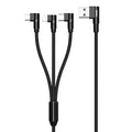 REMAX RC-167th 3 en 1 2.1A USB a 8 pines + USB-C / Type-C + Micro USB Range Series Cable de carga en codo, Longitud del cable: 1 m