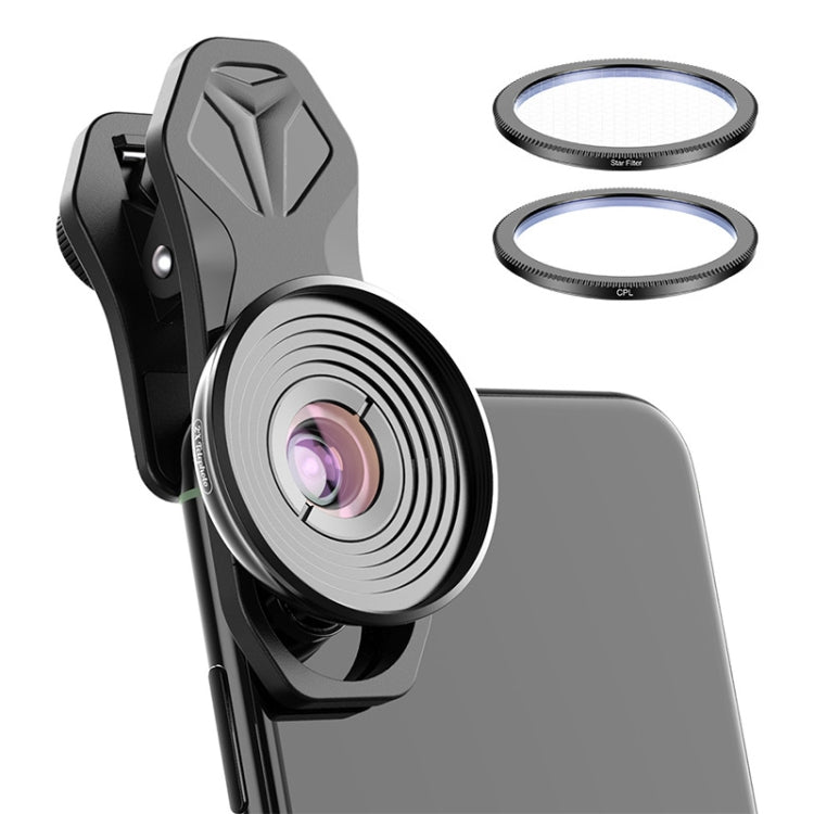 APEXEL APL-HB10X Clip para teleobjetivo con lente macro + Filtro de luz de estrella + Kit de lentes para teléfono CPL, APL-HB10X