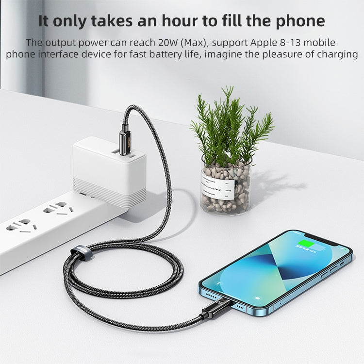 REMAX RC-128i 20W Tipo-C / USB-C a pantalla digital inteligente de 8 pines Cable de datos de carga trenzado de aleación de zinc, longitud: 1,2 m