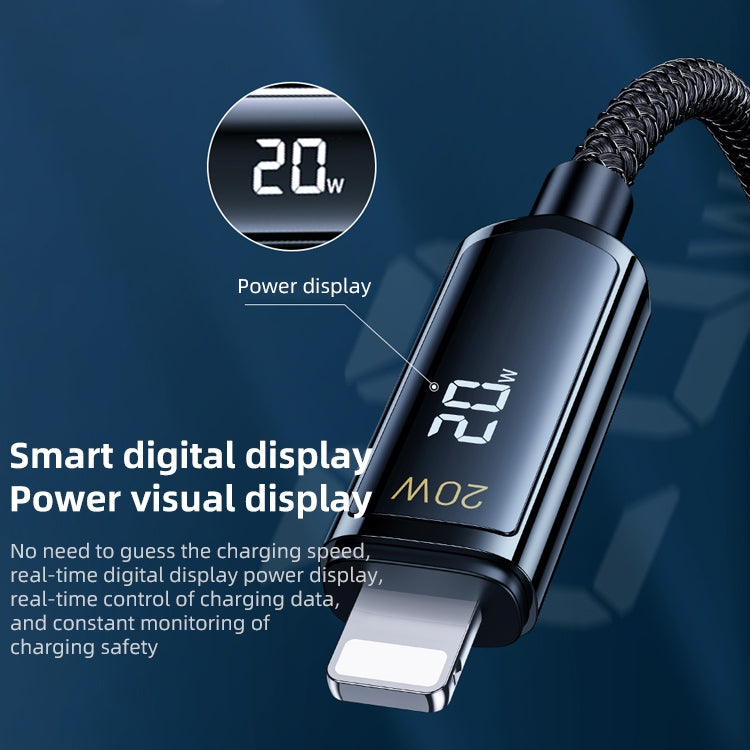 REMAX RC-128i 20W Tipo-C / USB-C a pantalla digital inteligente de 8 pines Cable de datos de carga trenzado de aleación de zinc, longitud: 1,2 m