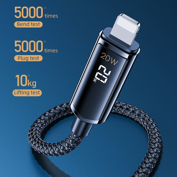 REMAX RC-128i 20W Tipo-C / USB-C a pantalla digital inteligente de 8 pines Cable de datos de carga trenzado de aleación de zinc, longitud: 1,2 m