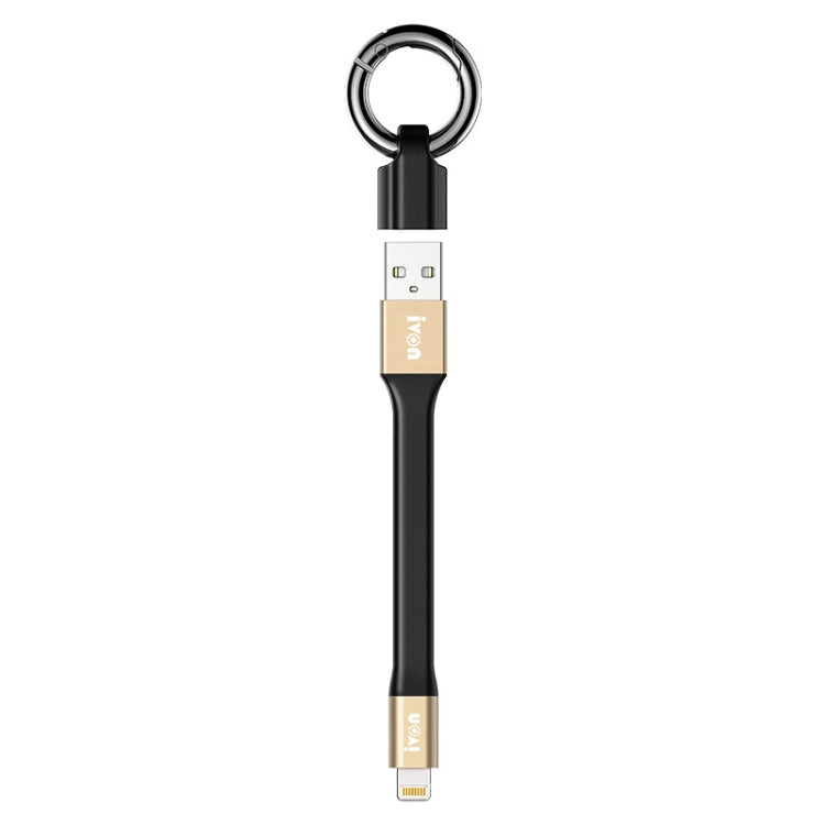 Cable de datos portátil IVON CA90 2.4A USB a 8 pines con anillo, longitud: 14,5 cm, 8 Pin