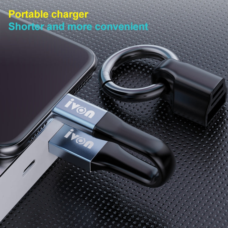 Cable de datos portátil IVON CA90 2.4A USB a 8 pines con anillo, longitud: 14,5 cm, 8 Pin