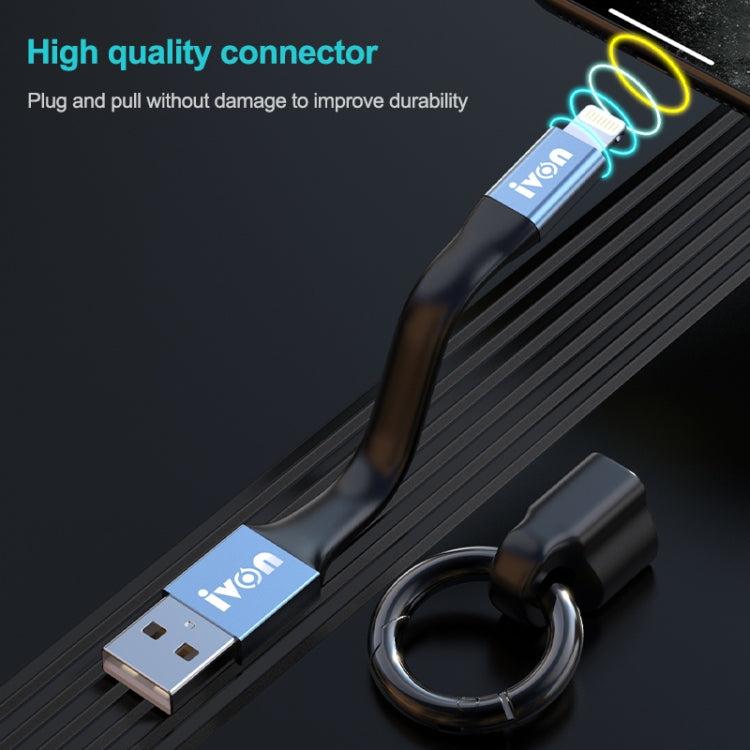 Cable de datos portátil IVON CA90 2.4A USB a 8 pines con anillo, longitud: 14,5 cm, 8 Pin