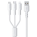 WEKOME WDC-02 Tidal Energy Series 3A USB a 8 pines + Tipo-C + Micro USB 3 en 1 Cable de datos de PVC, Longitud: 1,2 m
