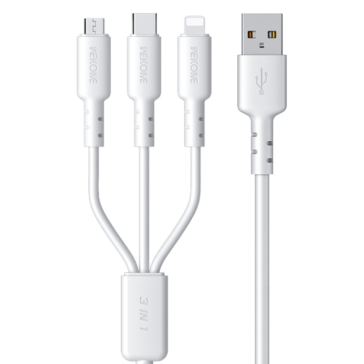 WEKOME WDC-02 Tidal Energy Series 3A USB a 8 pines + Tipo-C + Micro USB 3 en 1 Cable de datos de PVC, Longitud: 1,2 m