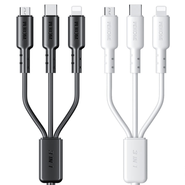 WEKOME WDC-02 Tidal Energy Series 3A USB a 8 pines + Tipo-C + Micro USB 3 en 1 Cable de datos de PVC, Longitud: 1,2 m