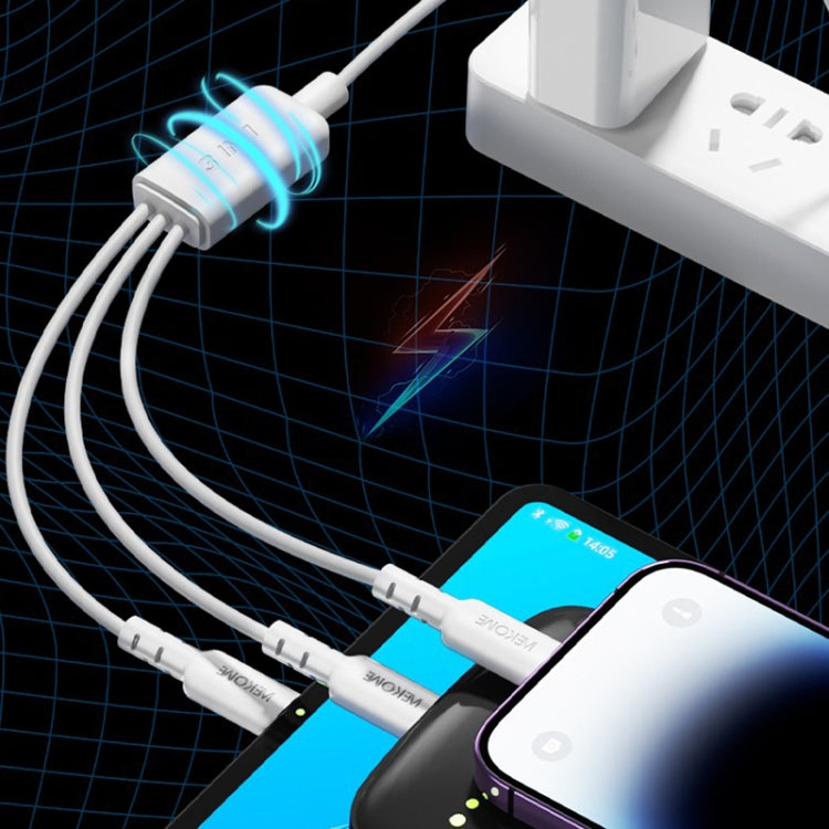 WEKOME WDC-02 Tidal Energy Series 3A USB a 8 pines + Tipo-C + Micro USB 3 en 1 Cable de datos de PVC, Longitud: 1,2 m