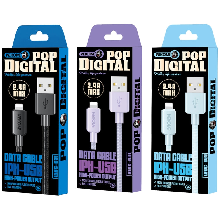 WEKOME WDC-03 Tidal Energy Series 2.4A USB a cable de datos trenzado de 8 pines, longitud: 1 m, USB to 8 Pin