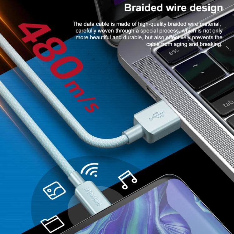 WEKOME WDC-03 Tidal Energy Series 2.4A USB a cable de datos trenzado de 8 pines, longitud: 1 m, USB to 8 Pin