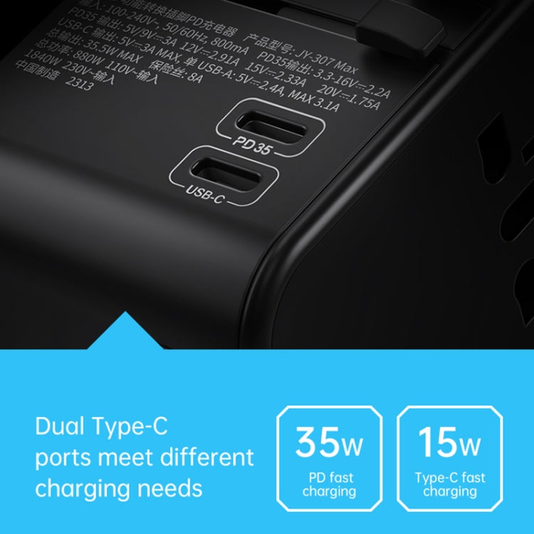 ROCK T62 35.5W Global Travel Multifuncional Enchufe PD Cargador Adaptador de corriente, T62