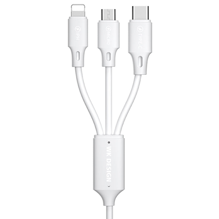 WK WDC-103 3A 3 en 1 Cable de datos de carga Pro de 8 pines + Micro USB + Type-C / USB-C Fullspeed Pro, Longitud: 1,15 m