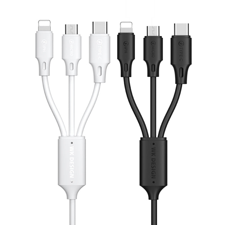 WK WDC-103 3A 3 en 1 Cable de datos de carga Pro de 8 pines + Micro USB + Type-C / USB-C Fullspeed Pro, Longitud: 1,15 m