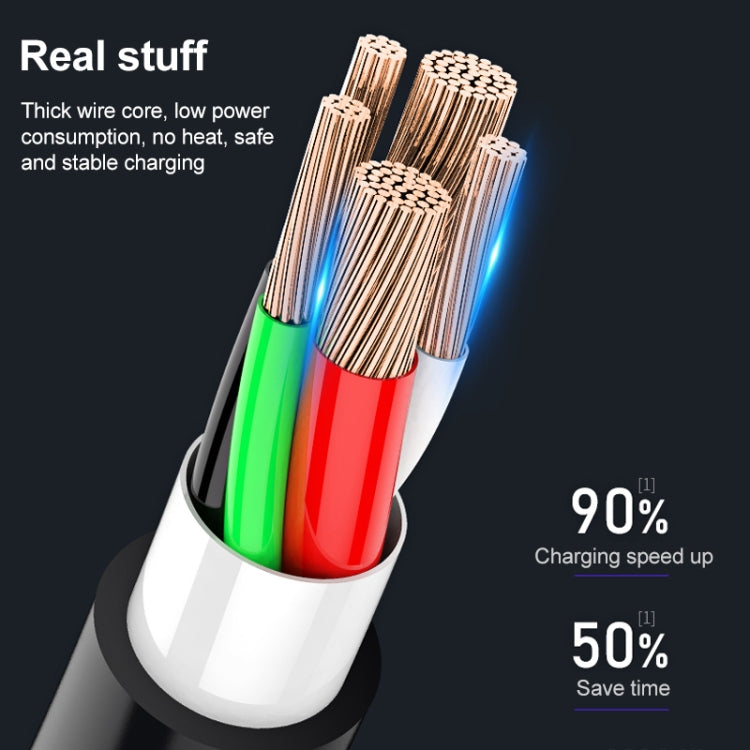 WK WDC-103 3A 3 en 1 Cable de datos de carga Pro de 8 pines + Micro USB + Type-C / USB-C Fullspeed Pro, Longitud: 1,15 m