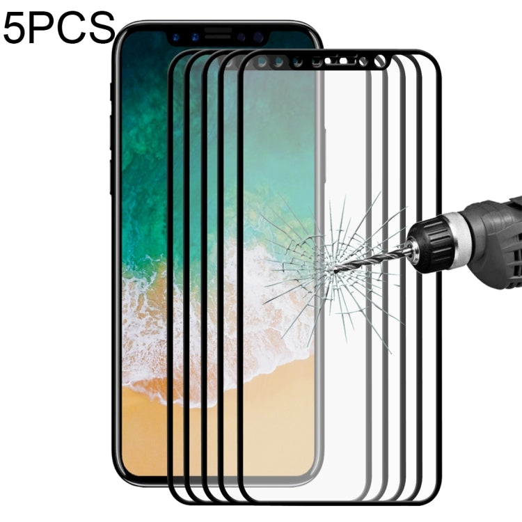 Para iPhone X 5 piezas ENKAY Hat-Prince 0,26 mm 9H Dureza superficial 2.5D Película de pantalla de vidrio templado de pantalla completa a prueba de explosiones, For X 2.5D (5 PCS), For X 2.5D