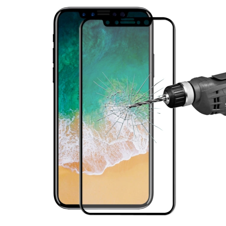 Para iPhone X ENKAY Hat-Prince 0,26 mm 9H Dureza superficial 3D Pantalla completa a prueba de explosiones Película de pantalla de vidrio templado curvada con flexión por calor, For X (0.2mm 3D)
