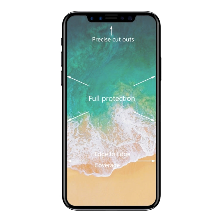 Para iPhone X ENKAY Hat-Prince 0,26 mm 9H Dureza superficial 3D Pantalla completa a prueba de explosiones Película de pantalla de vidrio templado curvada con flexión por calor, For X (0.2mm 3D)