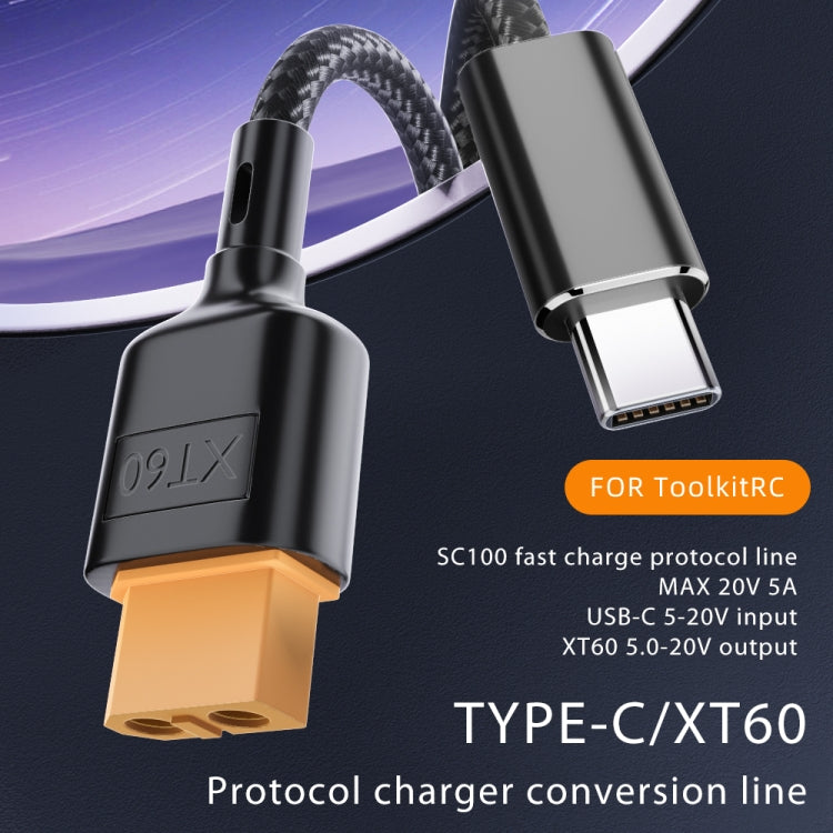 Cable de datos USB-C / Type-C a XT60, longitud: 100 cm, 100cm