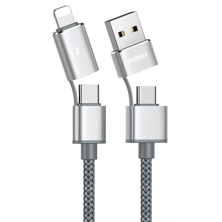 REMAX RC-020t 2.4A Aurora Series 4 en 1 8 pines + USB +2 x Cable de carga Snyc de datos tipo C, Longitud del cable: 1 m