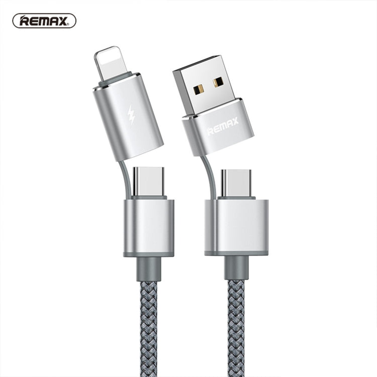 REMAX RC-020t 2.4A Aurora Series 4 en 1 8 pines + USB +2 x Cable de carga Snyc de datos tipo C, Longitud del cable: 1 m
