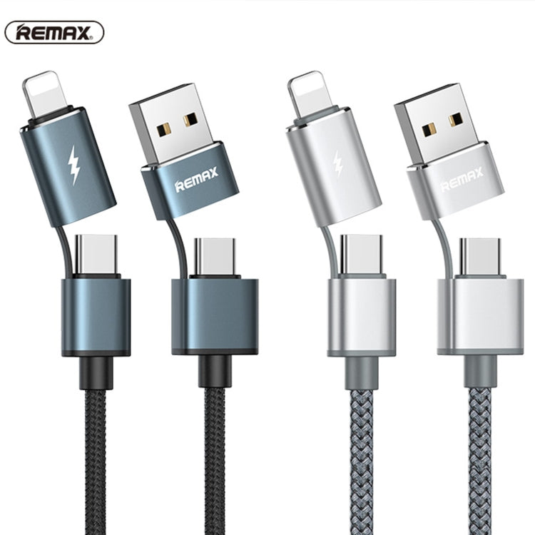 REMAX RC-020t 2.4A Aurora Series 4 en 1 8 pines + USB +2 x Cable de carga Snyc de datos tipo C, Longitud del cable: 1 m
