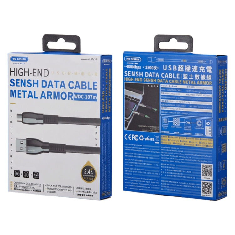 WK WDC-107i 1m 2.4A Serie Saint Zinc Alloy USB a cable de carga de sincronización de datos de 8 pines, 8 Pin