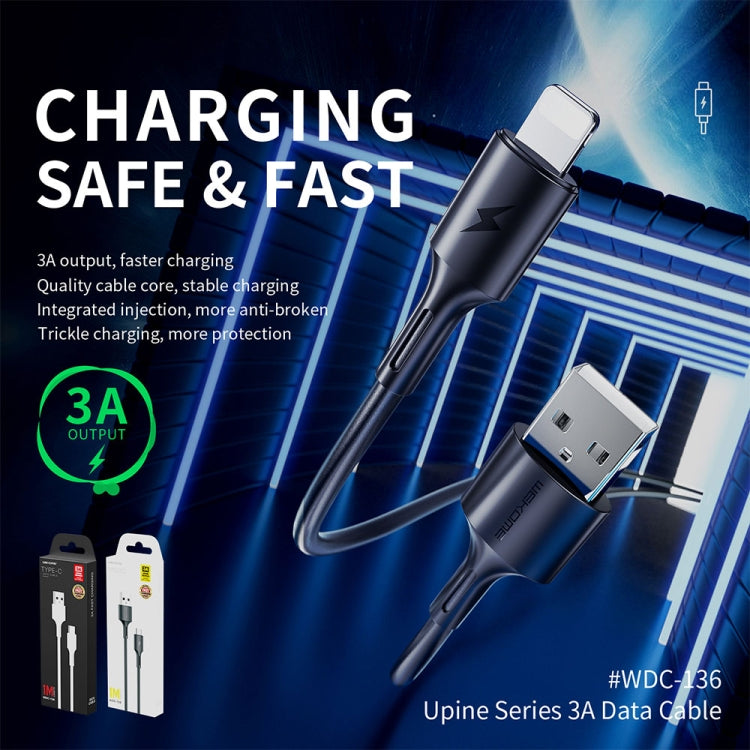 WK WDC-136 Cable de datos de carga rápida USB a 8 pines 3A, USB to 8 Pin(Black), USB to 8 Pin(White)