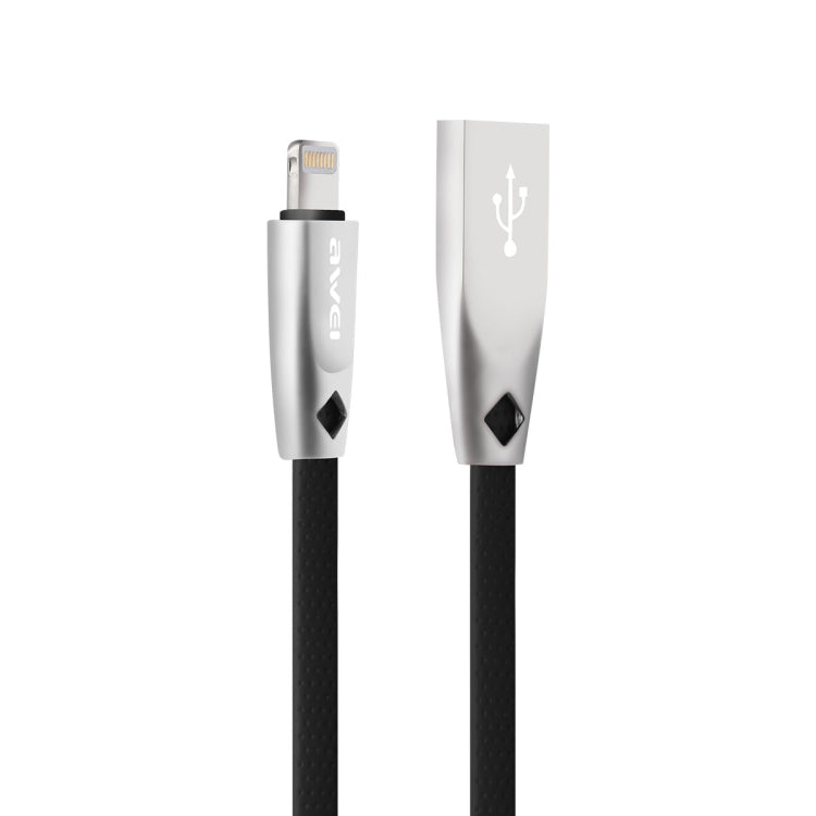 AWEI CL-95 USB a 8 pines TPE de carga rápida portátil + cable de datos de aleación de aluminio, 2 A, longitud: 1 m