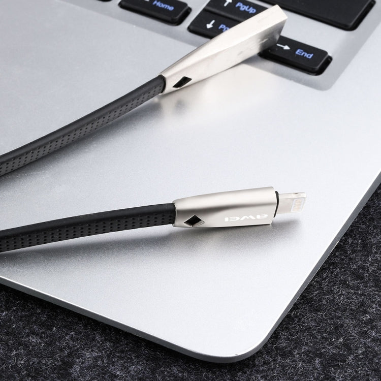 AWEI CL-95 USB a 8 pines TPE de carga rápida portátil + cable de datos de aleación de aluminio, 2 A, longitud: 1 m