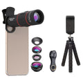 APEXEL APL-T18XBZJ5 Telescopio 4 en 1 18X + Lente gran angular 0.63X + Lente ojo de pez de 198 grados + Lente macro 15X Lente universal para cámara externa de teléfono, APL-T18XBZJ5