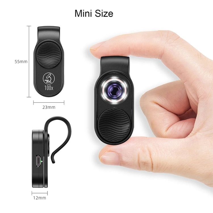APEXEL APL-MS001 Microscopio para teléfono inteligente 100X con luz LED, APL-MS001