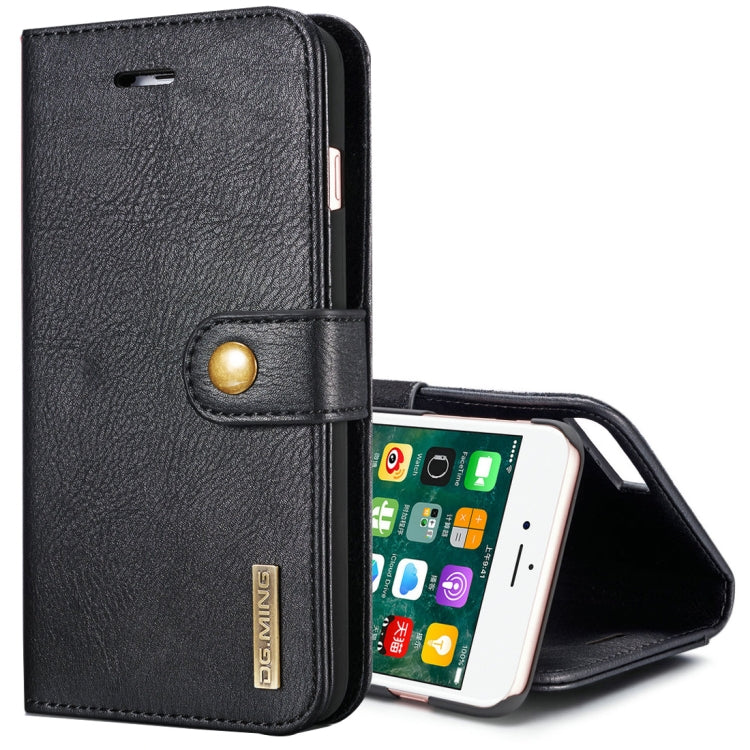 DG.MING para iPhone 8 Plus y iPhone 7 Plus Funda protectora magnética desmontable con tapa horizontal con textura Crazy Horse con soporte, ranuras para tarjetas y billetera, iPhone 8P & 7P