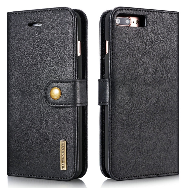 DG.MING para iPhone 8 Plus y iPhone 7 Plus Funda protectora magnética desmontable con tapa horizontal con textura Crazy Horse con soporte, ranuras para tarjetas y billetera, iPhone 8P & 7P