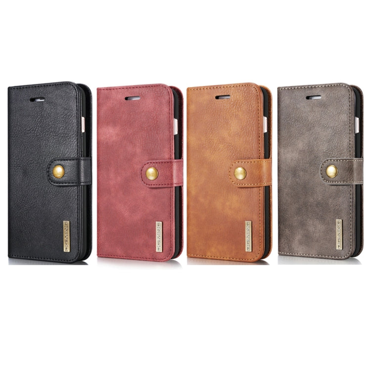 DG.MING para iPhone 8 Plus y iPhone 7 Plus Funda protectora magnética desmontable con tapa horizontal con textura Crazy Horse con soporte, ranuras para tarjetas y billetera, iPhone 8P & 7P